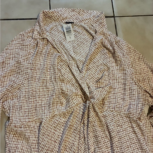 Torrid Cream and Pink Plaid Dress - Picture 4 of 5